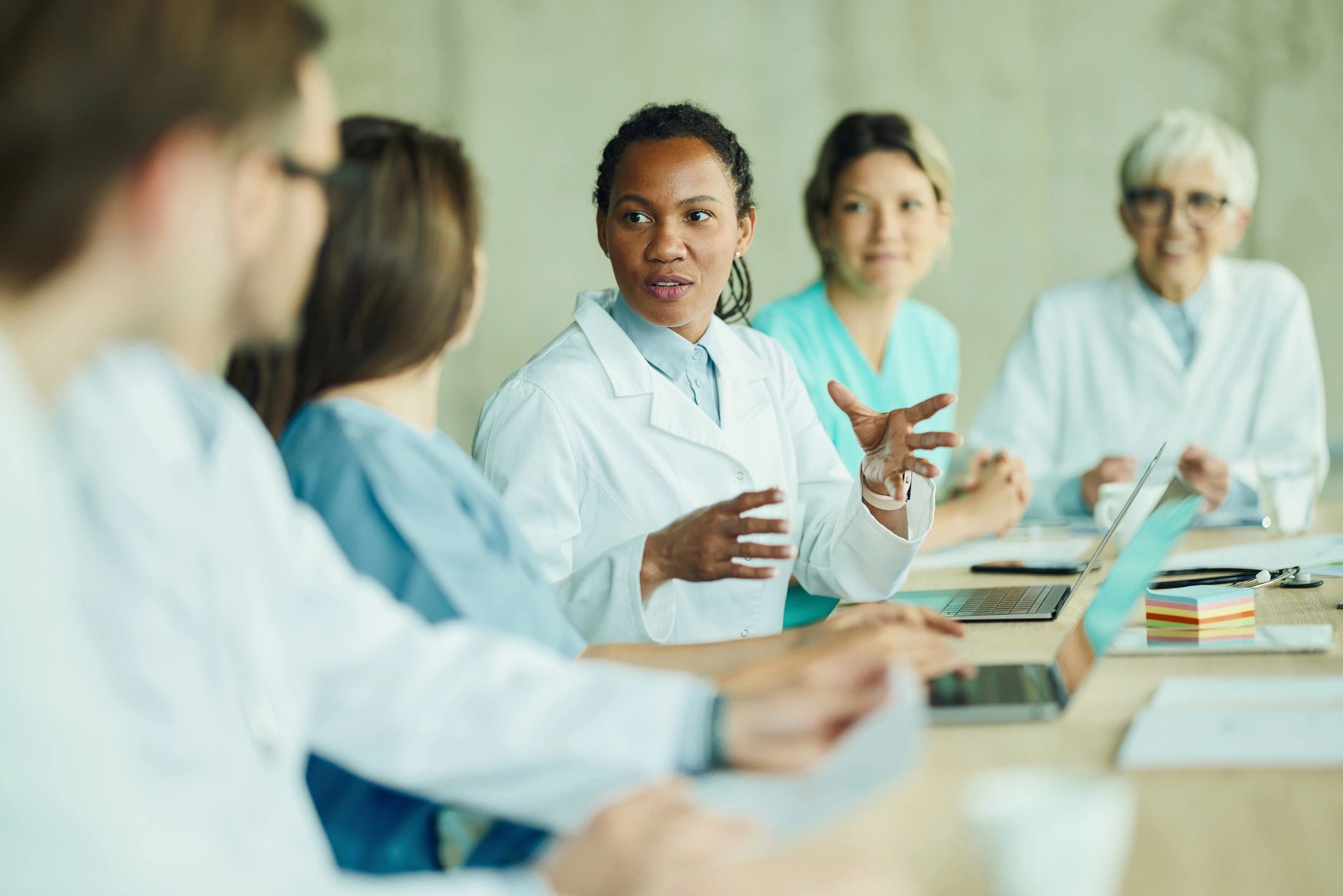 Professional skincare team collaborating