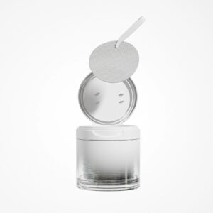 translucent Plastic Cosmetic Jars With Tweezers mockup, korean beauty skincare facial toner cotton pads packaging, cylindrical Wide Mouth Cream jar with Flip Cap, moisturizing hydrogel pad container