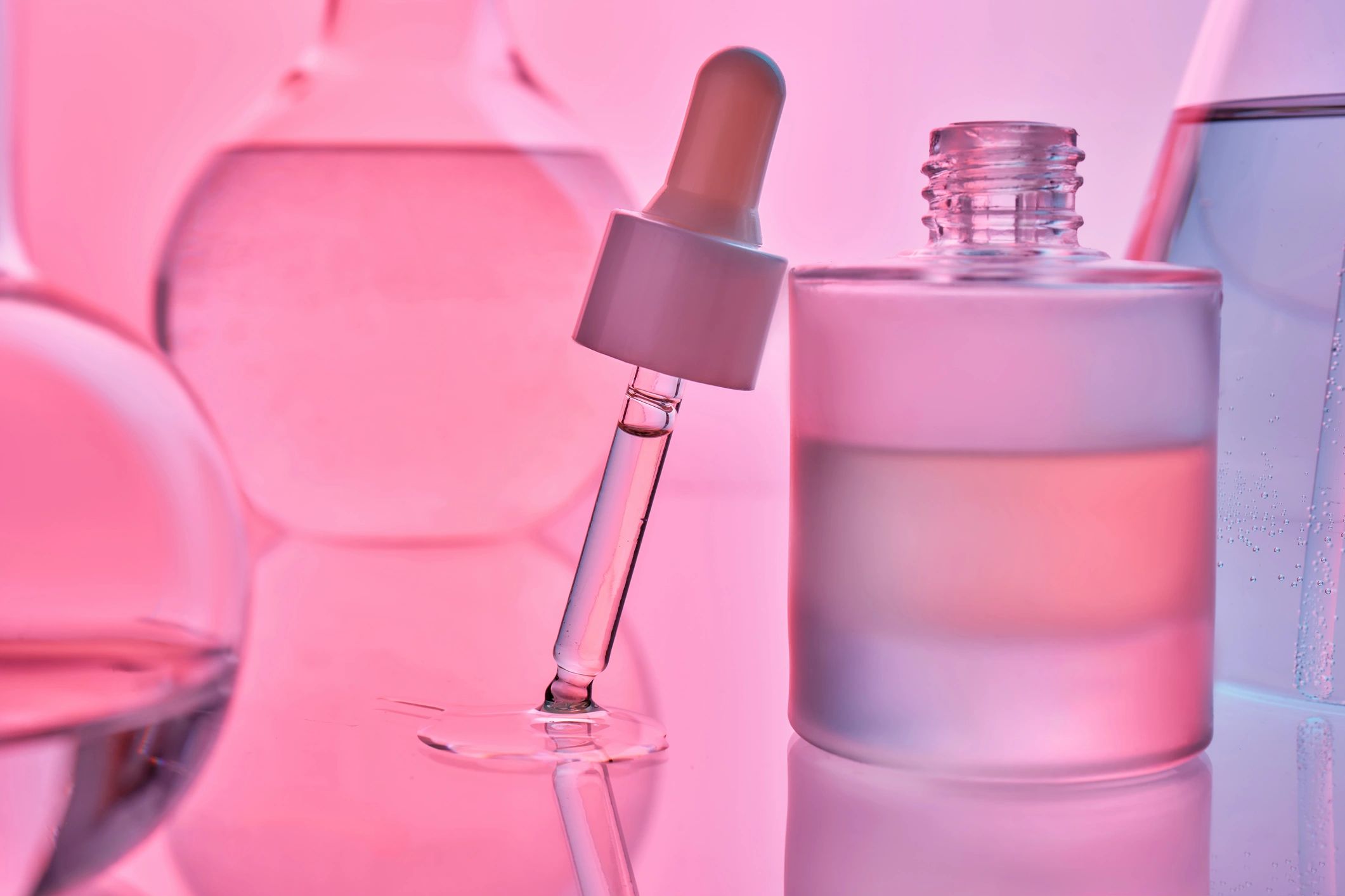 Premium skincare serum and laboratory-inspired formulation