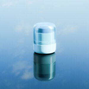 cosmetic Stick mockup, twist-up stick applicator, blue plastic Push up Deodorant Tube Packaging, Rotating solid sunscreen container, playful beauty aesthetic for branding and packaging visualization